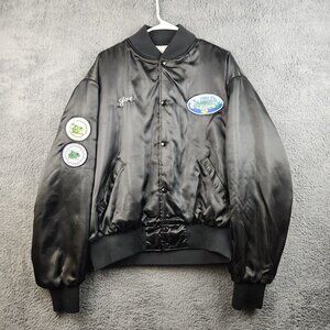 Vintage Satin Bomber Jacket Mens 2XL Quilt Lined 90's USA Made Bassmasters Ohio